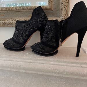 Black lace heels